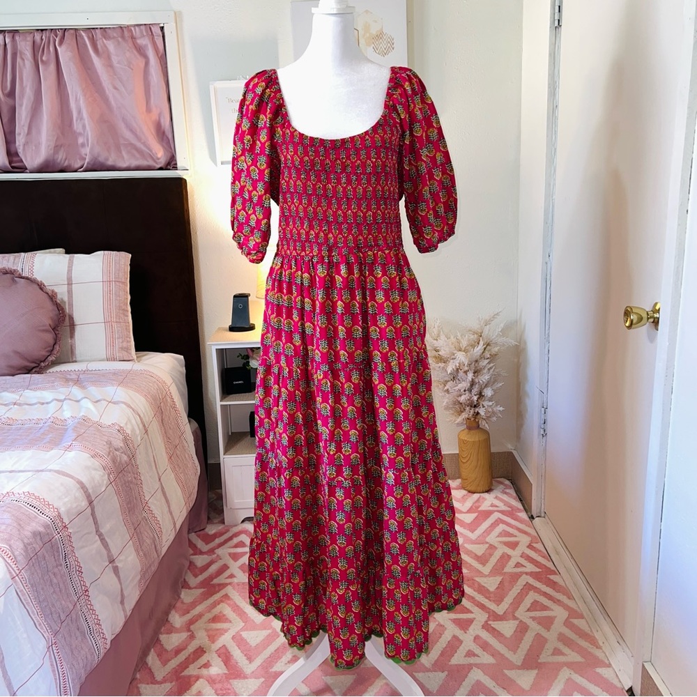 Anthropologie Lea Red and Blue Maxi Dress